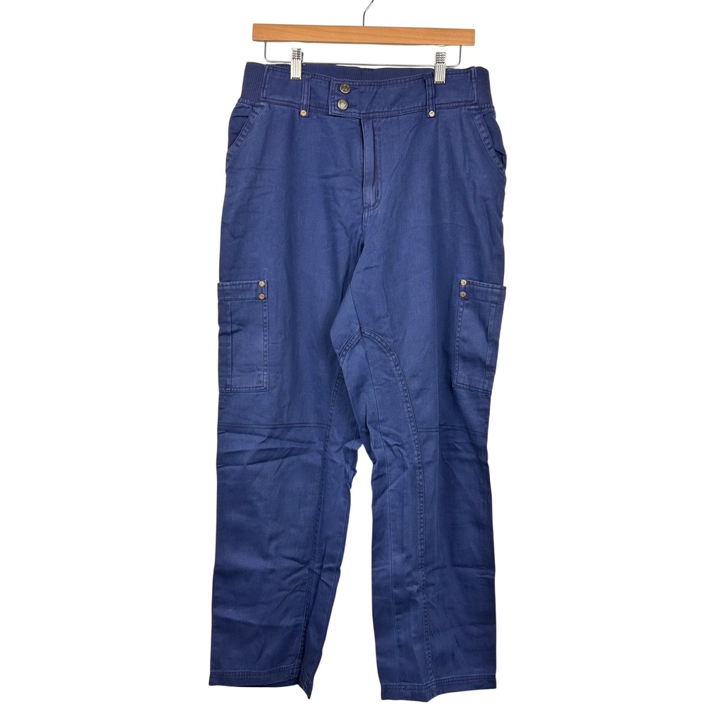 Woman‎ Within Cargo Pants Womens 14W Blue Modern Fit Cotton Utility Pockets